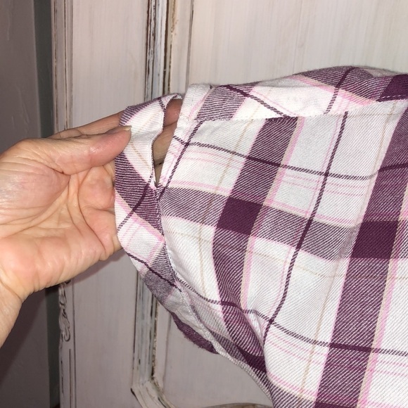 William Rast Short Dolman Sleeve Collar Pop Over Cotton Blend Plaid Top Size M - Picture 4 of 12